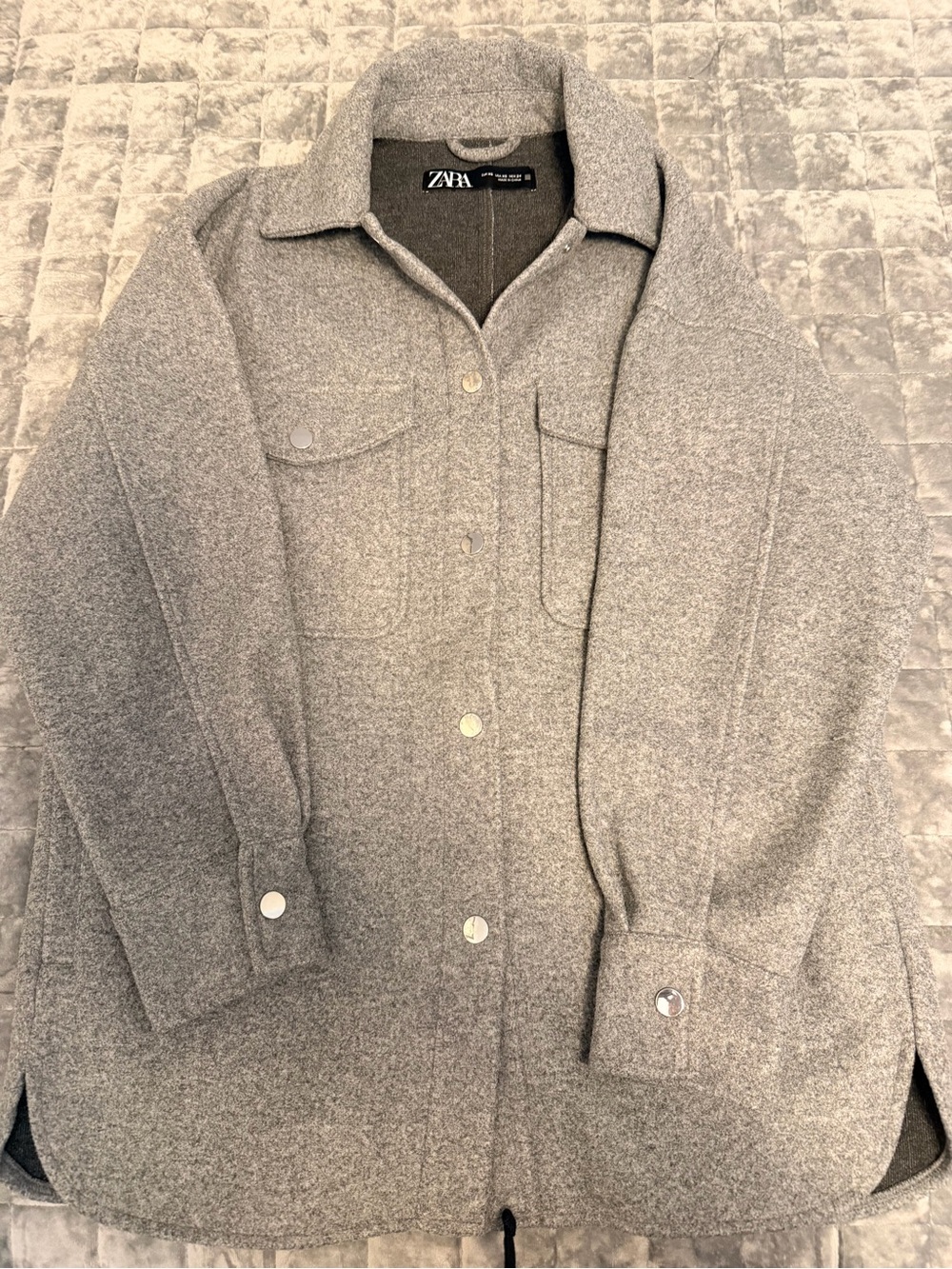 ZARA Gray Button-Front Shacket